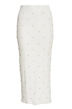 Quiz Cream Knit Diamante Midi Skirt Outlet