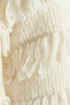 Quiz Cream Knit Fringe Detail Jumper Discount
