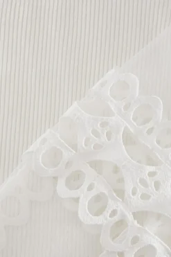 Quiz Knit Mesh Sleeve Jumper Cream Clearance