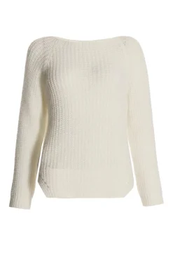 Quiz Knit Split Hem Jumper Cream Clearance