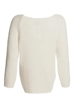 Quiz Knit Split Hem Jumper Cream Clearance