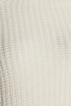 Quiz Knit Split Hem Jumper Cream Clearance