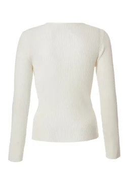 Quiz Knitted Bow Detail Top Cream Sale