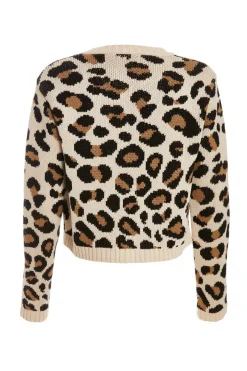 Quiz Cream Leopard Print Knit Cardigan Clearance