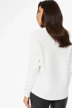 Quiz Cream Light Knit Buttoned Jumper Sale