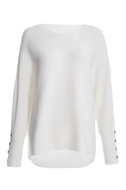 Quiz Light Knit Buttoned Jumper Cream Sale