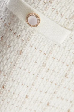Quiz Cream Metallic Knit Skirt Online