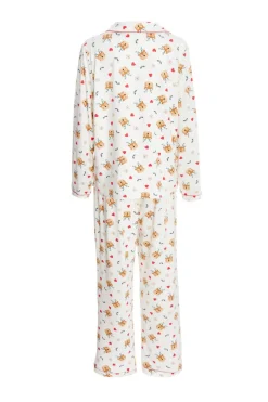 Quiz Cream Reindeer Print Long Pyjama Set Clearance
