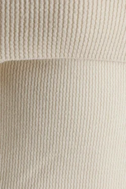 Quiz Ribbed Bardot Jumper Cream New