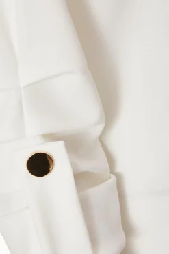 Quiz Ruched Sleeve Blazer Cream Clearance