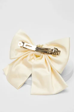 Quiz Satin Embellished Hair Bow Cream Hot