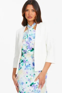 Quiz Tailored Cropped Blazer Cream Hot