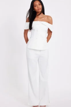 Quiz Tailored Trousers Cream Online