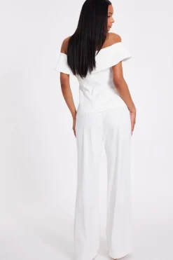 Quiz Tailored Trousers Cream Online