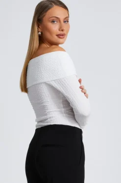 Quiz Cream Textured Bardot Top