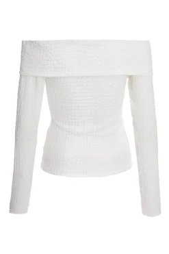 Quiz Cream Textured Bardot Top