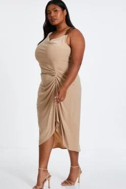 Quiz Curve Asymmetric Buckle Midi Dress Outlet