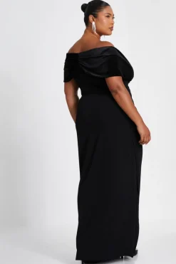 Quiz Curve Black Bardot Maxi Dress Hot