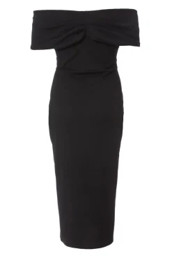 Quiz Curve Bardot Midi Dress Black Clearance