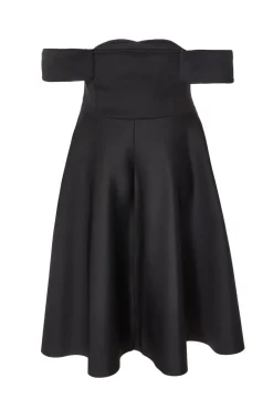 Quiz Curve Black Bardot Midi Skater Dress New