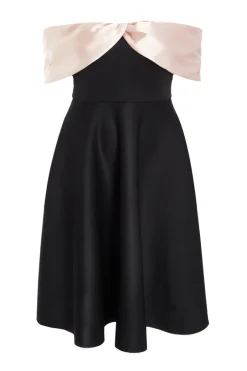 Quiz Curve Black Contrast Bardot Skater Midi Dress New