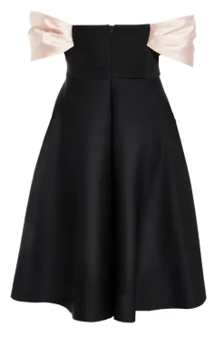 Quiz Curve Black Contrast Bardot Skater Midi Dress New