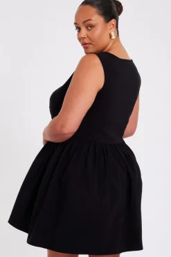 Quiz Curve Drop Waist Mini Dress Black Clearance