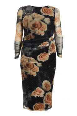 Quiz Curve Black Floral Mesh Midaxi Dress Discount