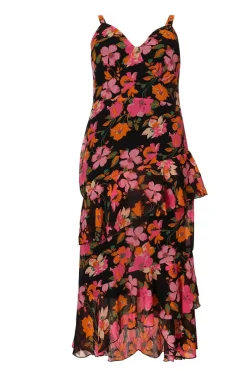 Quiz Curve Black Floral Midaxi Dress Discount