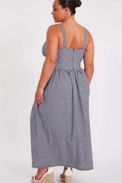Quiz Curve Black Gingham Midaxi Dress Discount