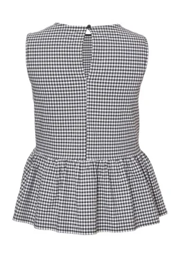 Quiz Curve Black Gingham Peplum Top Sale