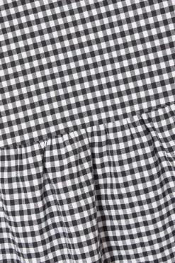 Quiz Curve Black Gingham Peplum Top Sale