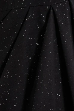 Quiz Curve Black Glitter Bardot Midi Dress Clearance