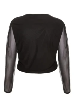Quiz Curve Mesh Crop Top Black Sale