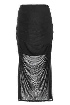 Quiz Curve Mesh Midaxi Skirt Black Hot