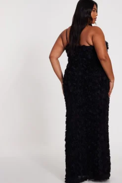 Quiz Curve One Shoulder Floral Maxi Dress Black Discount