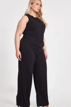 Quiz Curve Black Palazzo Trousers Outlet