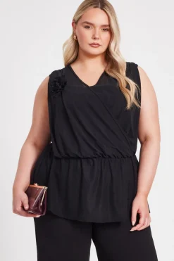 Quiz Curve Black Peplum Top