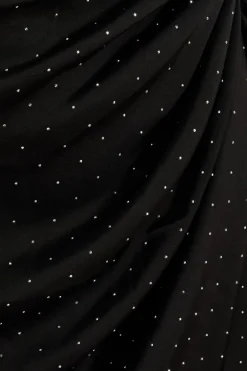 Quiz Curve Rhinestone Satin Midi Dress Black Sale