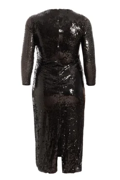 Quiz Curve Sequin Midaxi Dress Black New