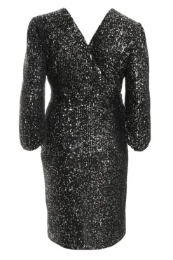 Quiz Curve Black Sequin Midi Dress Sale