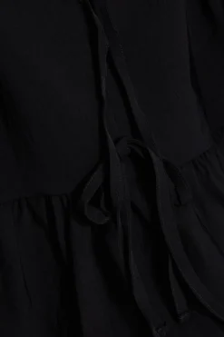 Quiz Curve Tie Top Black Discount