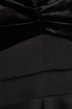 Quiz Curve Black Velvet Bardot Skater Dress Clearance