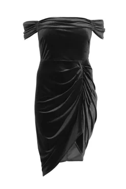 Quiz Curve Velvet Ruched Midi Dress Black Online