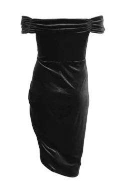 Quiz Curve Velvet Ruched Midi Dress Black Online