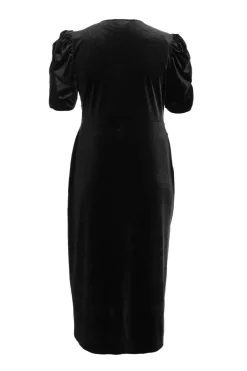Quiz Curve Velvet Wrap Midi Dress Black Clearance