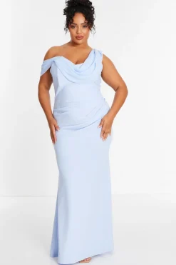 Quiz Curve Blue Cowl Neck Maxi Dress Online