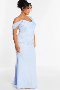 Quiz Curve Blue Cowl Neck Maxi Dress Online