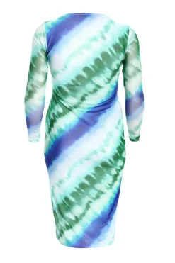 Quiz Curve Blue Ombre Mesh Midaxi Dress Clearance