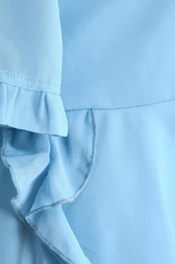 Quiz Curve Blue Ruffle Peplum Top